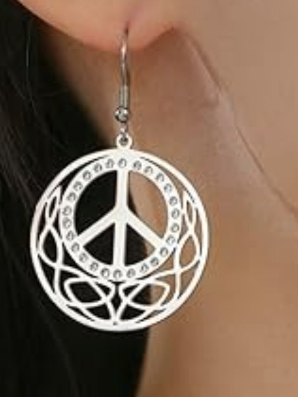 Peace Sign Earrings For Women Stainless Steel Hippie Retro Boho